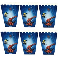 6pcsset spiderman party supplies popcorn box kids birthday candy gift box party favors superhero baby shower party decoration