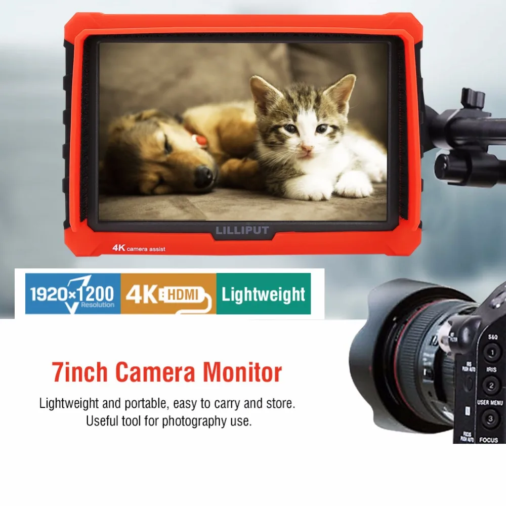 LILLIPUT A7S 7 дюймов ips экран 1920*1200 4K Full HD монитор камеры монитор 170 градусов широкий угол для DSLR камеры s