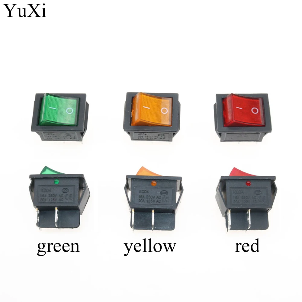 Переключатель питания YuXi KCD4 с фиксацией два положения 4 контакта 16 А 250 В