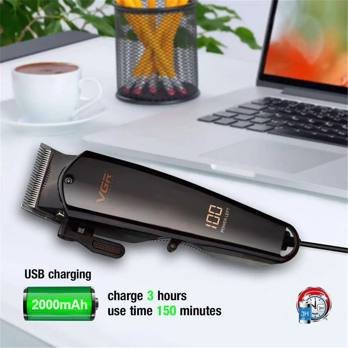 

100-240V USB Hair Clipper Trimmer Professional Cordless Hair Shaving Machine Multifunctional Hair Cutting Beard Electric Razor