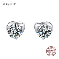 pure 925 silver stud earrings with real 5mm 0 5ct moissanite stone cute fine jewelry for women