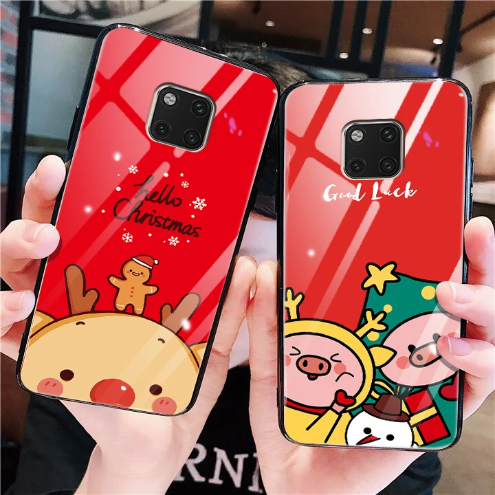 Чехлы из закаленного стекла с рождественским оленем для Huawei Y9 2018 2019 P9 P10 P20 P30 Mate 20 30