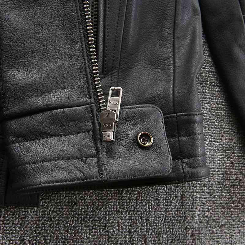 Мужские Куртки из натуральной кожи черная мотоциклетная куртка для райдера