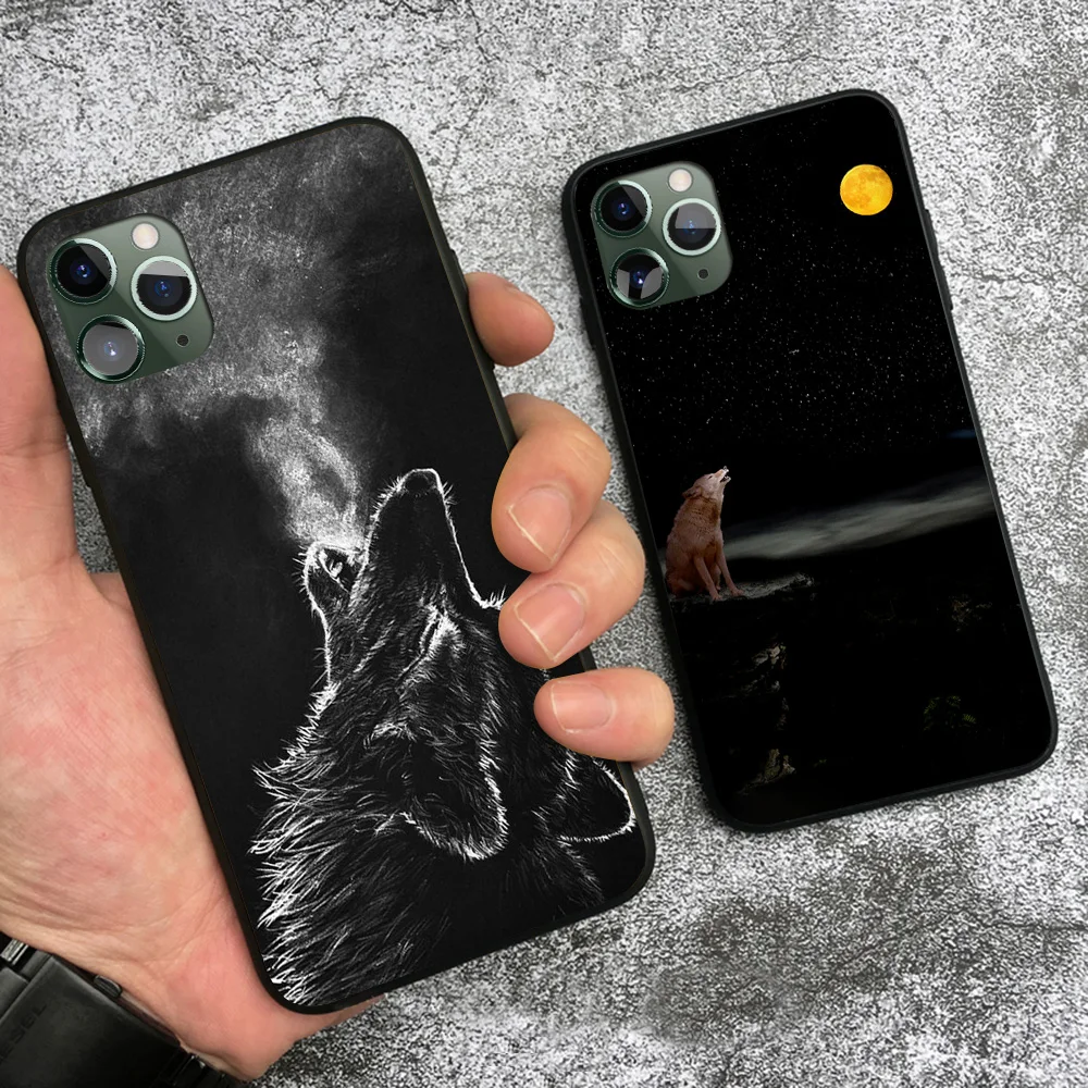 wolf black totem animal soft silicone phone case cover shell for iphone 6 6s 7 8 plus x xr xs 11 pro max free global shipping