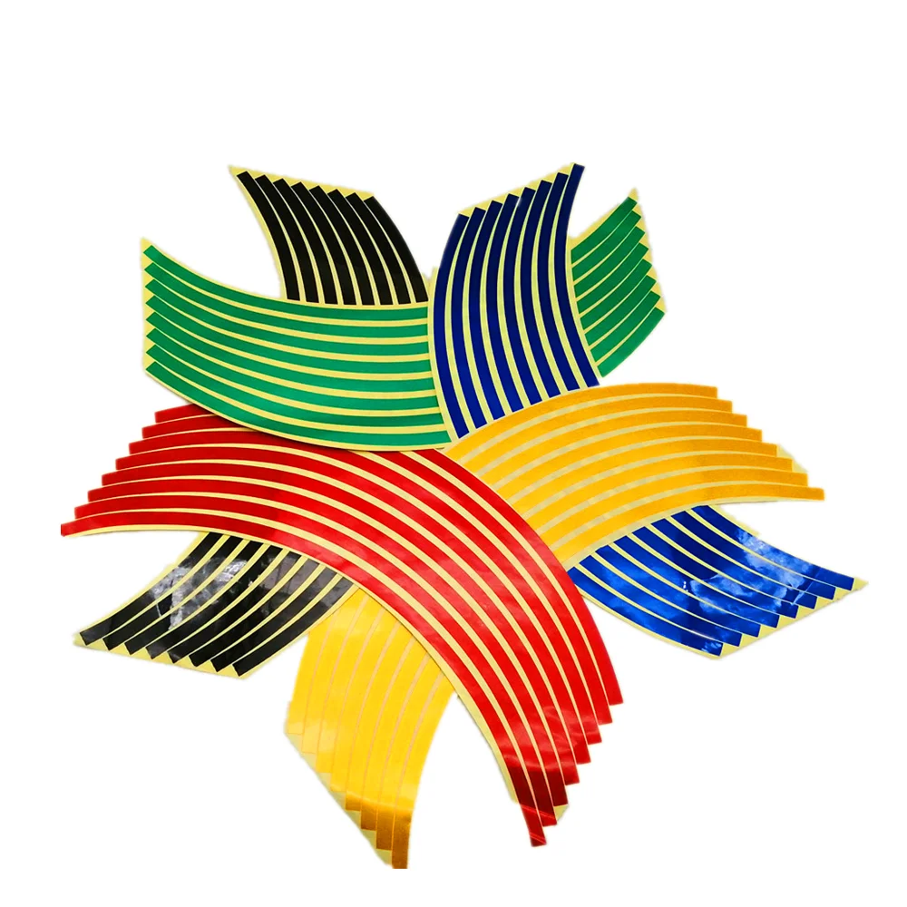 

16pcs Motorcycle Wheel Tire Stickers 17"18" Strips Motorcycle Reflective Rim Tape Motorbike Auto Decals