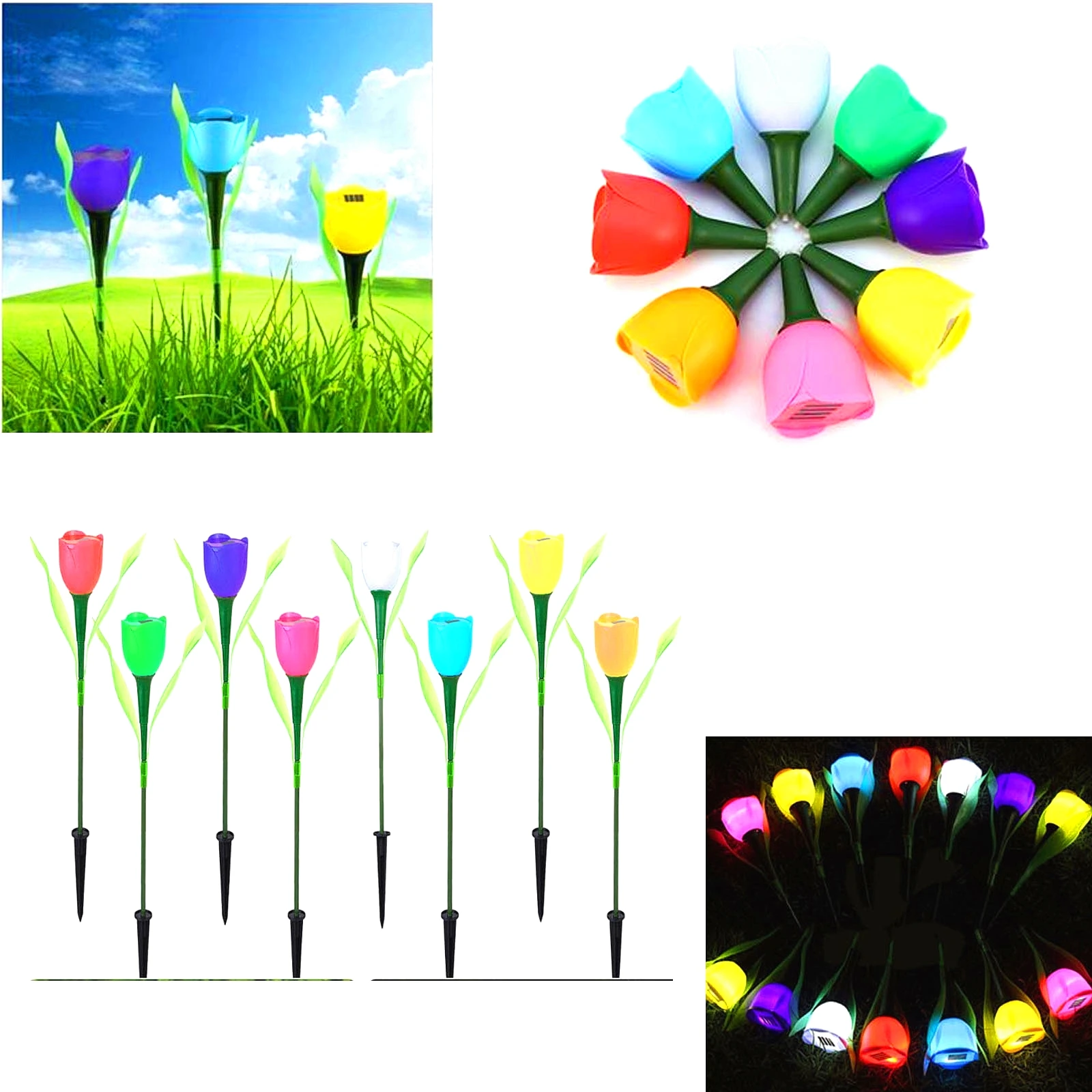 

10Pcs Garden Tulip Flower Shape LED Solar Powered Lights Outdoor Yard Standing Decor