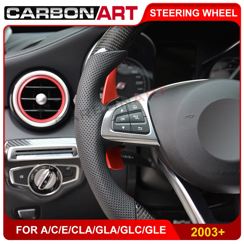 Рулевое колесо из углеродного волокна для Mercedes C class W205 W204 CLA W117 A class E class GLC GLA X156 W218 W166 Углеродные аксессуары