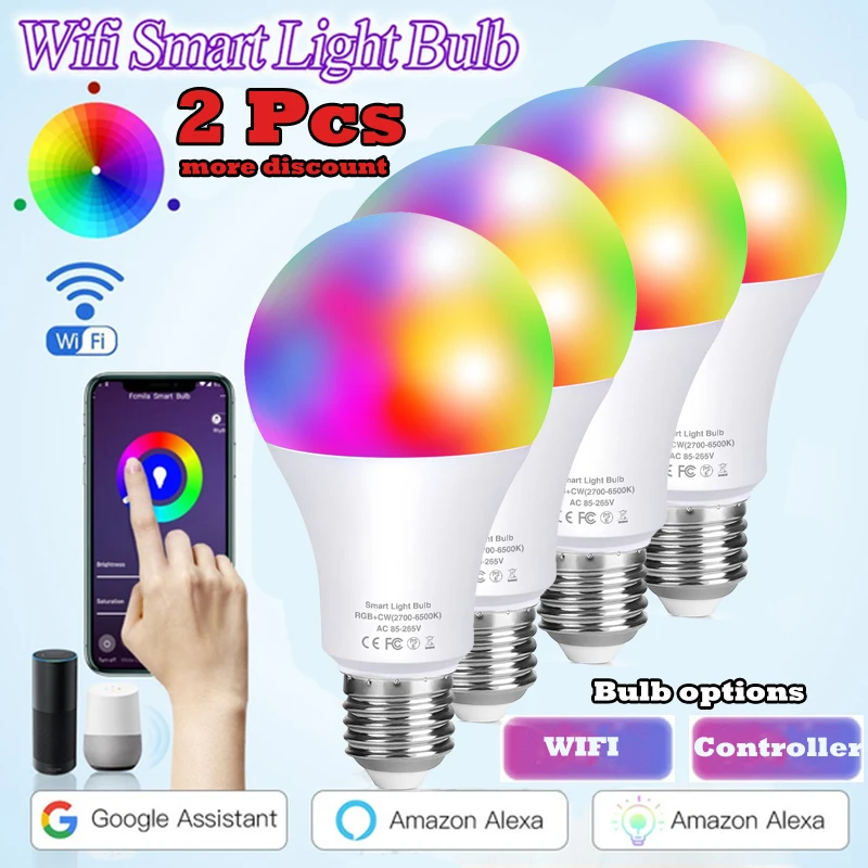 

Wireless Tuya Wifi Smart LED Bulb Christmas home Lighting lamp E27 Magic RGB LED Change Color Light Bulb Dimmable Alexa/Google