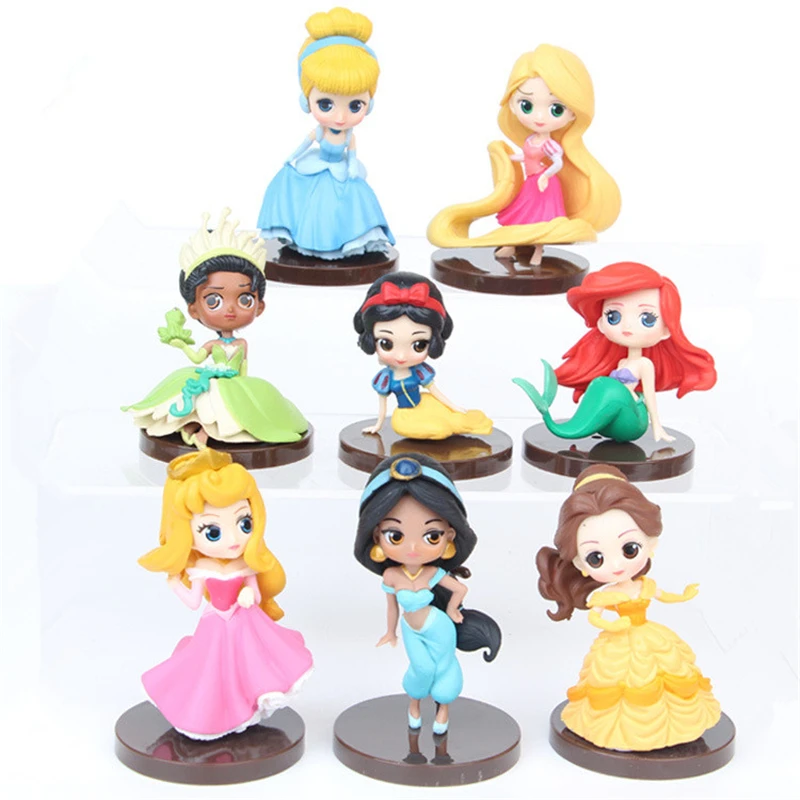 

Disney New princesses figure 8pcs PVC Q Posket figure Toys Dolls Jasmine Mermaid Ariel Cinderella Rapunzel Mermaid hot toy