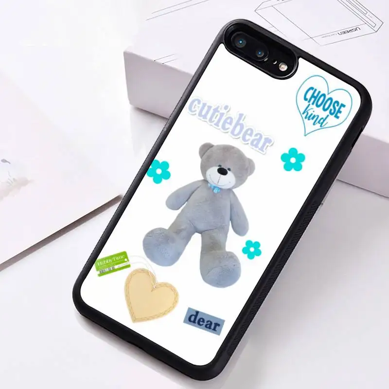 

INS Cute Cartoon Graffiti Bear Korean Phone Case Rubber For iphone 12 11 Pro Max Mini XS Max 8 7 6 6S Plus X 5S SE 2020 XR cover