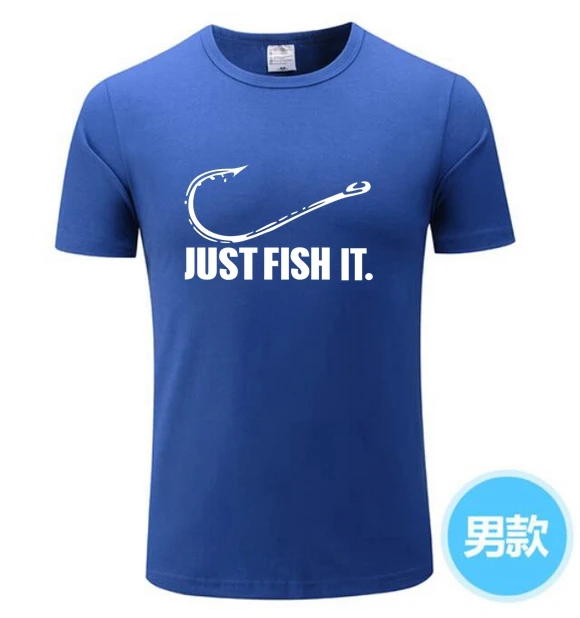 Новинка 2021 забавная Мужская футболка для рыбалки с надписью Just Fish It мужчин и