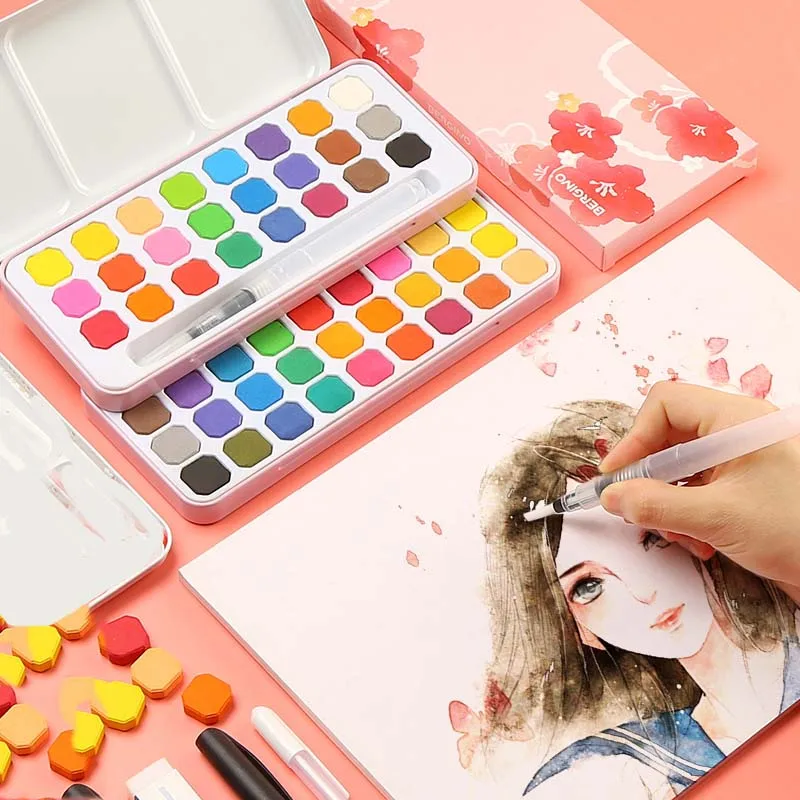 Твердые акварельные краски 12/18/24/36 цветов начинающих установить студенческий