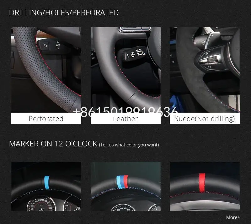 

For BMW M3 2009-2013 E92 Hand-stitched Blue Black Suede Car Steering Wheel Cover