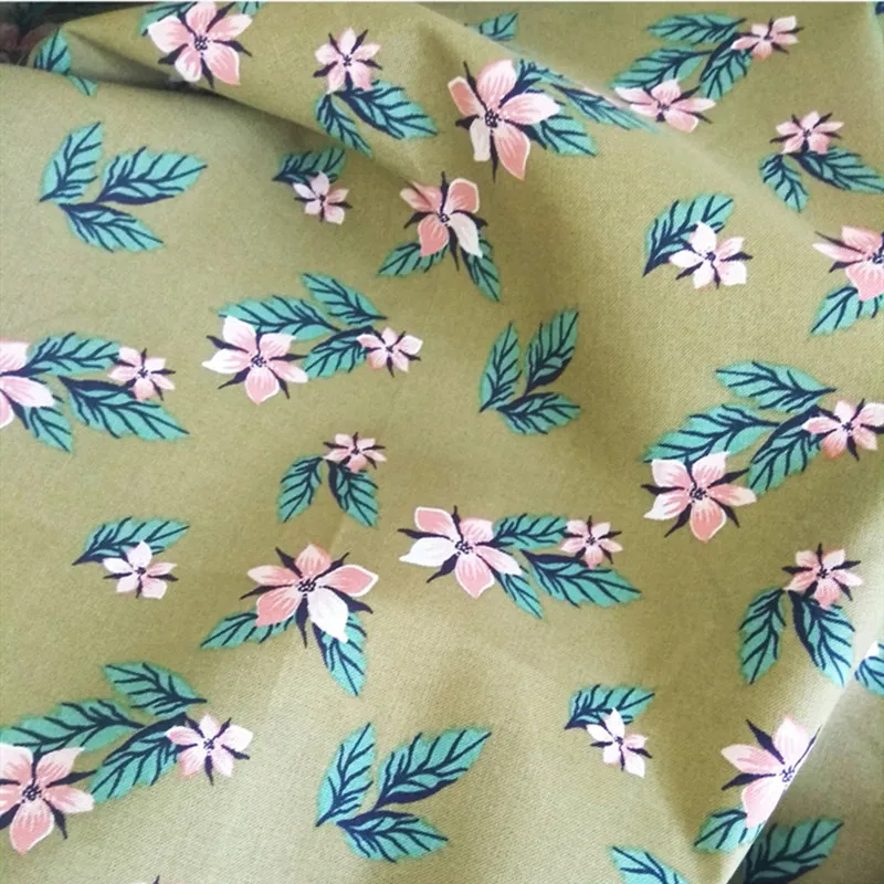 Половина метра розовый зеленый цветочный принт немного эластичные