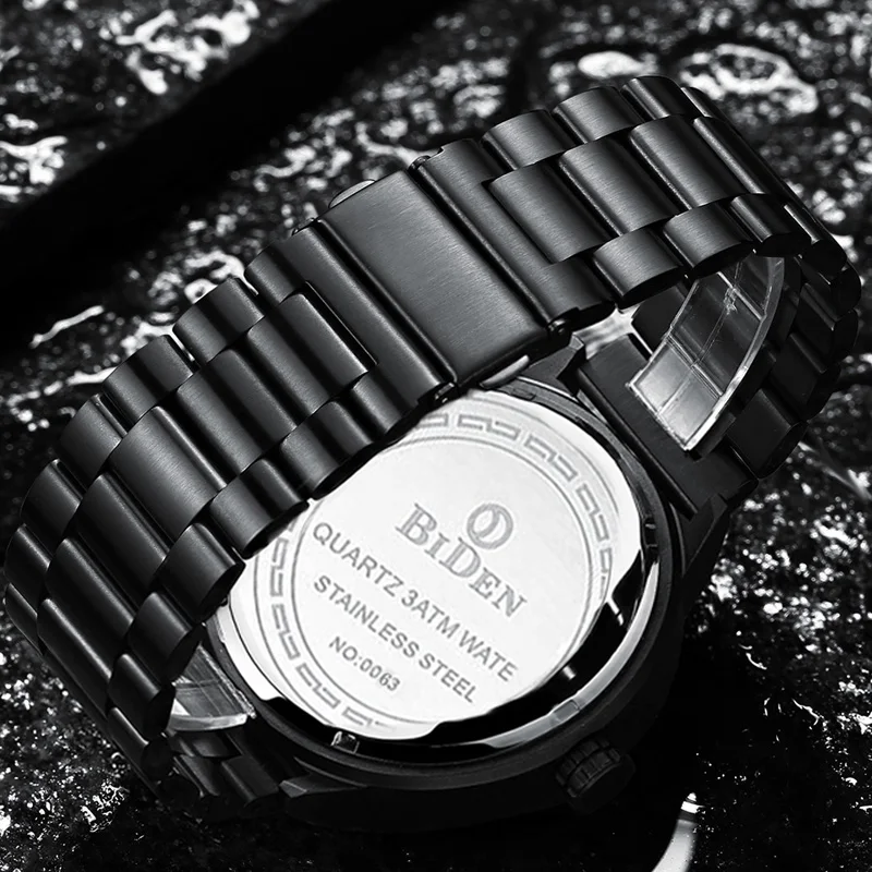 Модные стильные мужские часы с черепом черные стальные повседневные наручные из