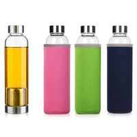 420550ml high temperature resistant glass sport water bottle with tea infuser protective bag water bottle