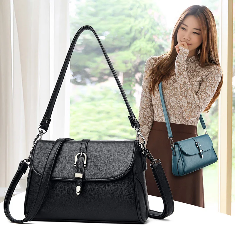 

Luxury Soft Real Leather Women Handbag High Quality Durable Leather Female Shoulder Bag Fashion Business Women Flap Leather Bag