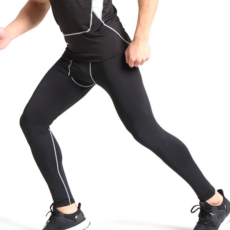 Мужские компрессионные брюки для бега спортивные Леггинсы фитнеса и спортзала