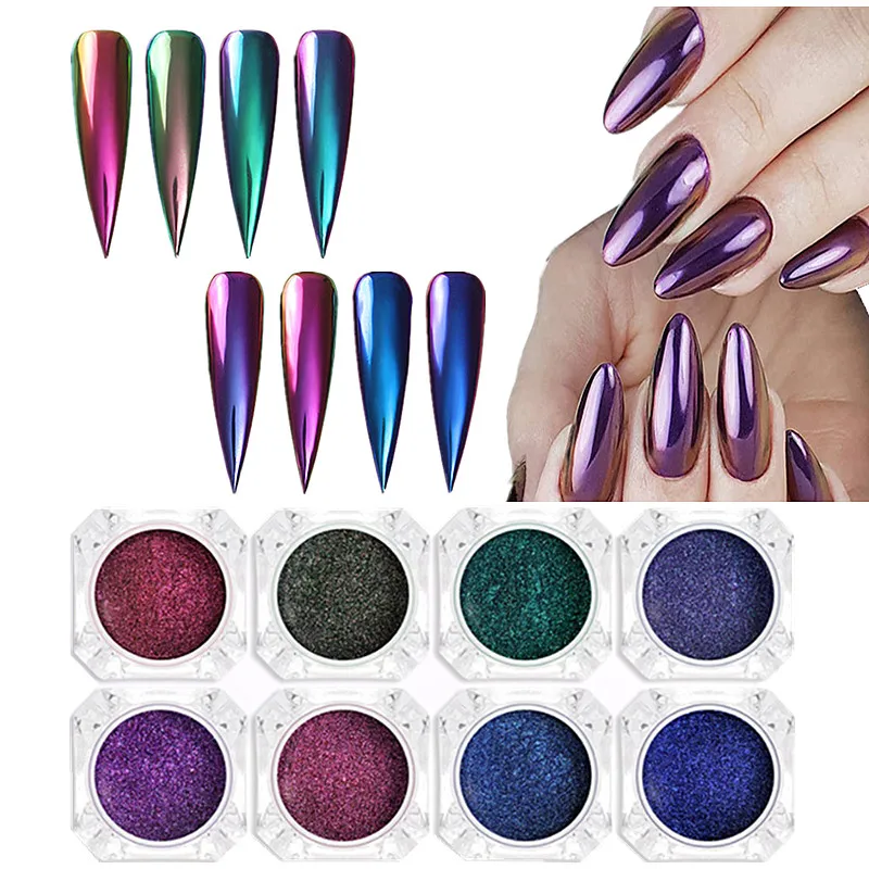 

0.3g/Box Chameleon Mirror Laser Nail Glitter Powders Auroras Effect Art Chrome Pigment Dust DIY Design Decoration