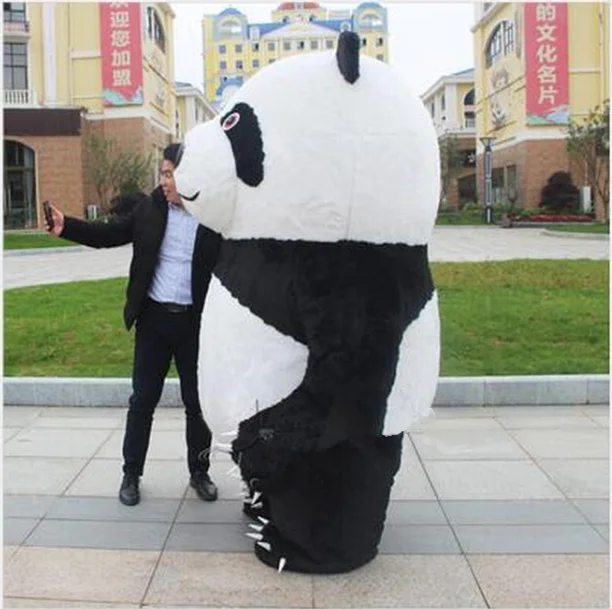PANDA Стиль, короткий плюшевый надувной маскарадный костюм, панда, полярный медведь, высота 2 м, подгонка для взрослых, подходит для роста 1,65 м - Цвет: PANDA