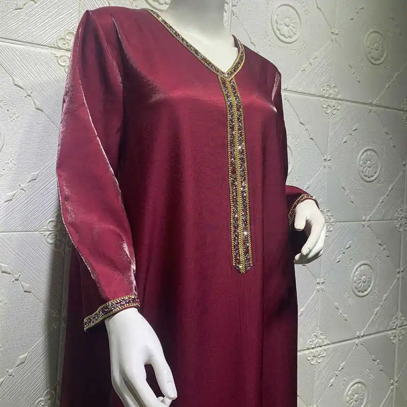 

Md 2021 fashion for Turkish women marocain dressed femenino dashiki african boubou bright long crystal