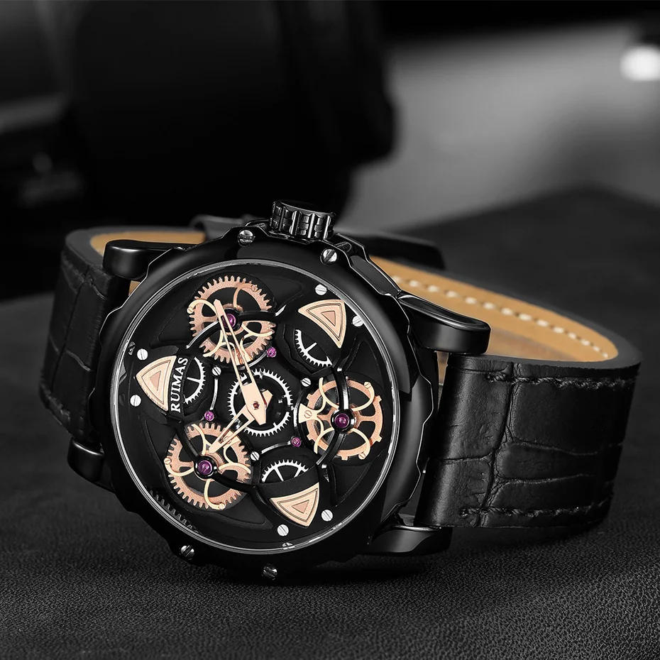 Часы наручные мужские с кожаным ремешком модные спортивные Кварцевые