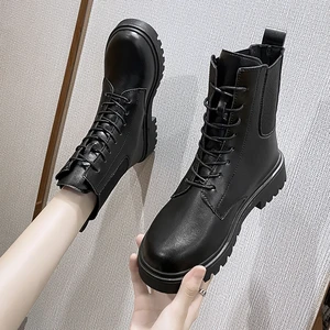 Womens Boots Spring And Autumn New Fashion Round head Low Heel Martin Boots Plus Size European American Leisure Comfort Boots
