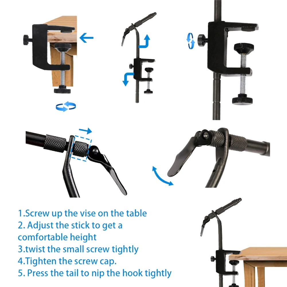 

Rotary Iron Fly Tying Vise With Heavy Duty Base Fly Hook Tool