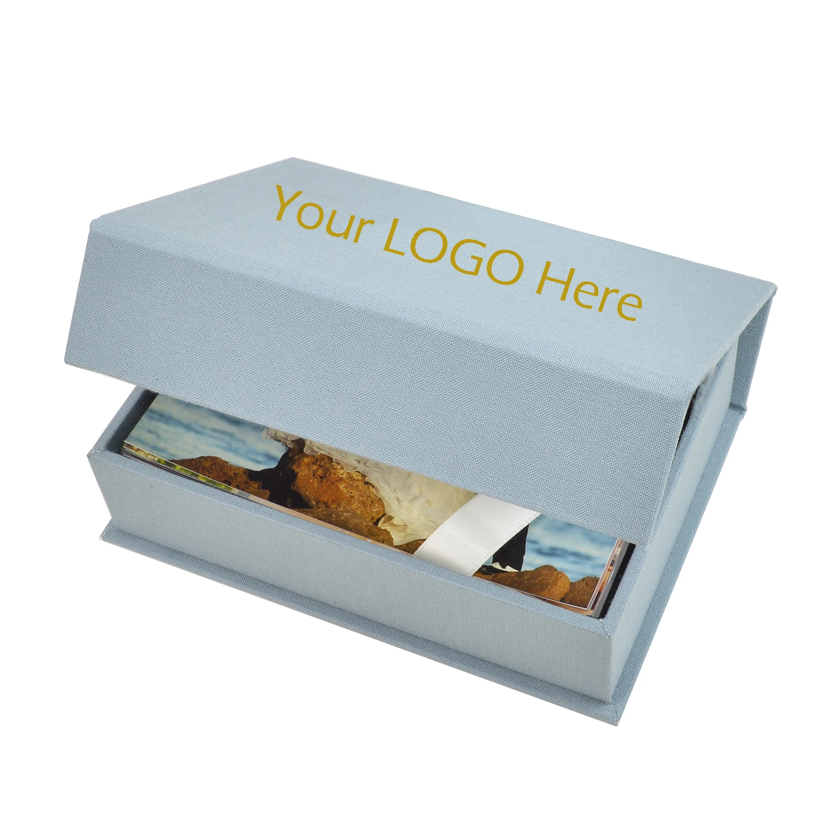 

Custom Logo Linen Memory Wedding Photo Box