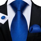 Синие, розовые, золотые, однотонные шелковые галстуки в клетку для мужчин, свадебные аксессуары, мужской набор галстуков на шею, носовой платок, запонки, зажимы для галстука, мужской подарок