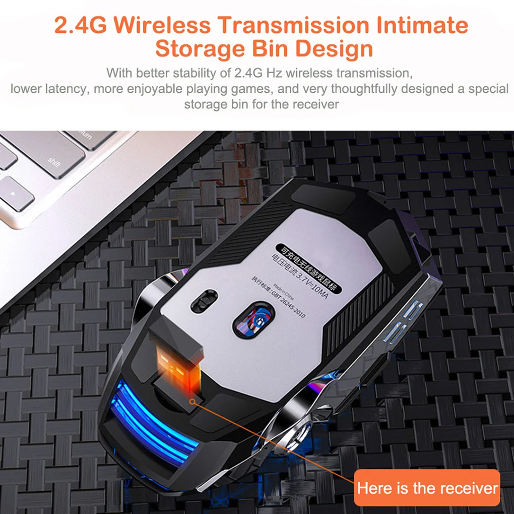 Мышь игровая аккумуляторная Бесшумная 2 4 ГГц USB 1600DPI | Компьютеры и офис