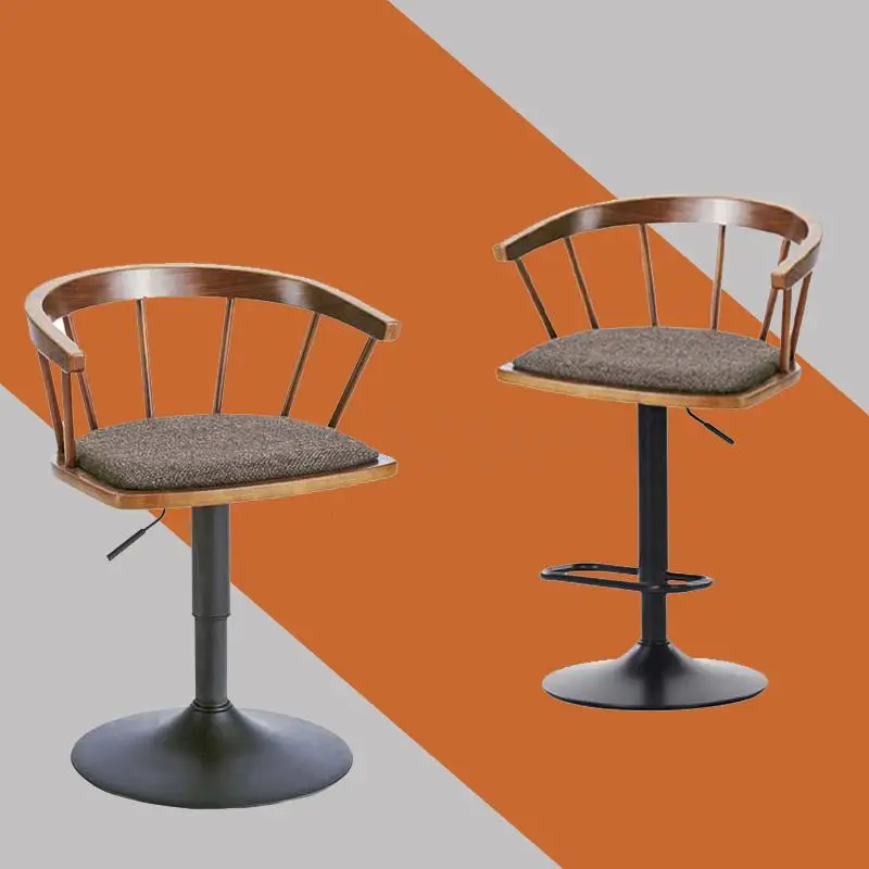 Барный стул из массива дерева высокий вращающийся барный модный простой