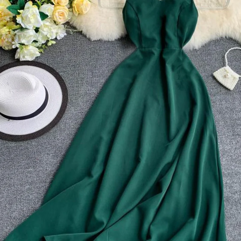 

2021 Ladies Sexy V Neck Spaghetti Strap Dresses Summer Backless Split Slim Long Dress Women Casual Beach Holiday dress