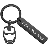 simple keychain man stainless steel key chain bags women i love you 3000 key ring kids iron man pendant key holder silver color