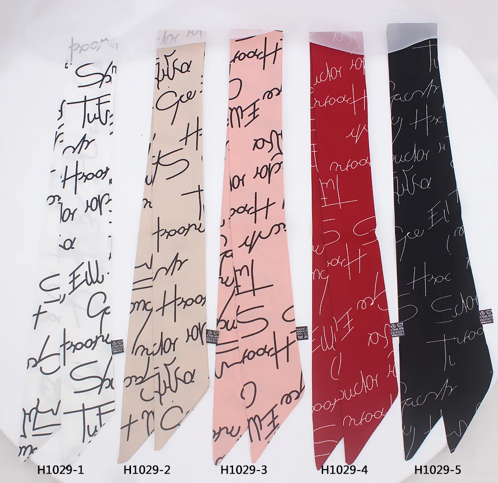 Ins лаконичный маленький шарф из искусственного натурального шелка с надписью на