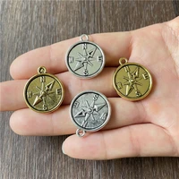 junkang 16pcs navigation compass circular pendants diy handmade bracelet necklace earrings jewelry making accessories