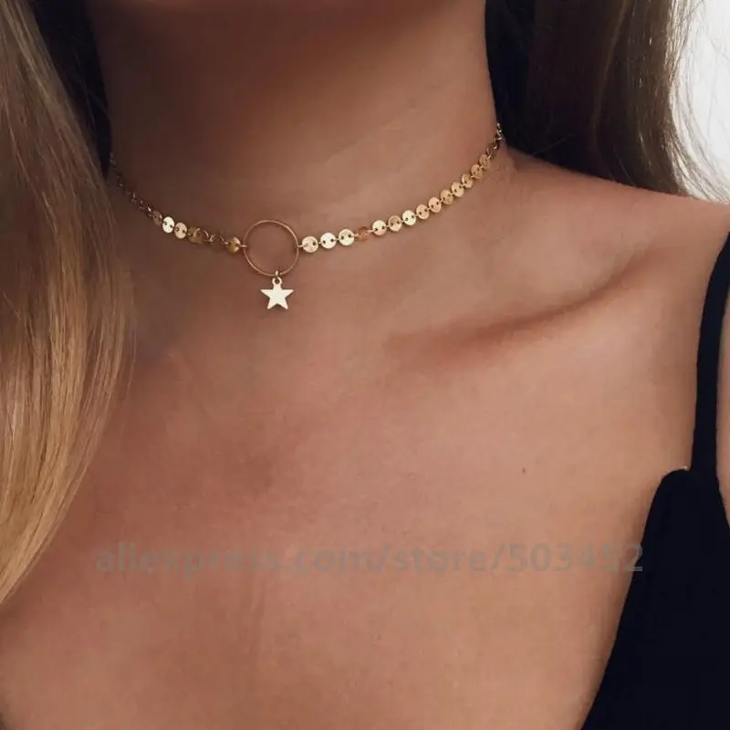 250 шт./лот Новое темпераментное ожерелье чокер с кулоном в виде сверкающей звезды