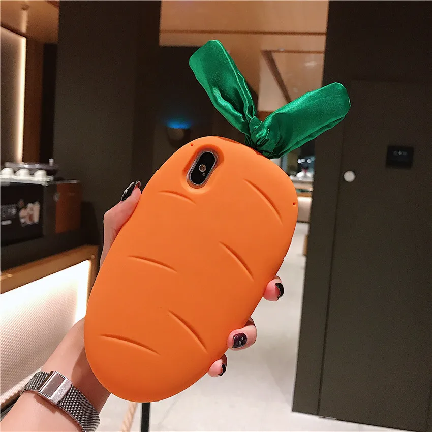Силиконовый 3D чехол с морковкой для iPhone X мягкий телефона 11 X/XR/XS MAX|Бамперы| |