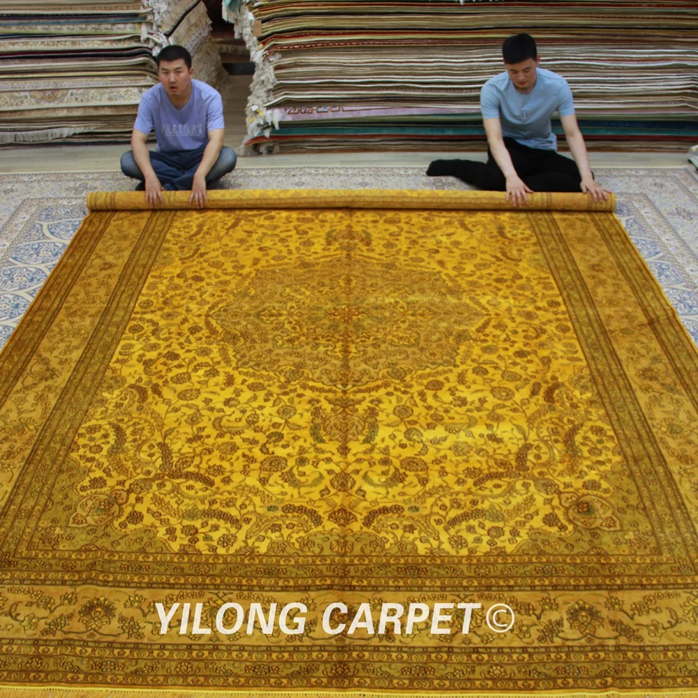 Yilong 9 'x 12' античный классический ковер Большой бежевый медальон выгодный