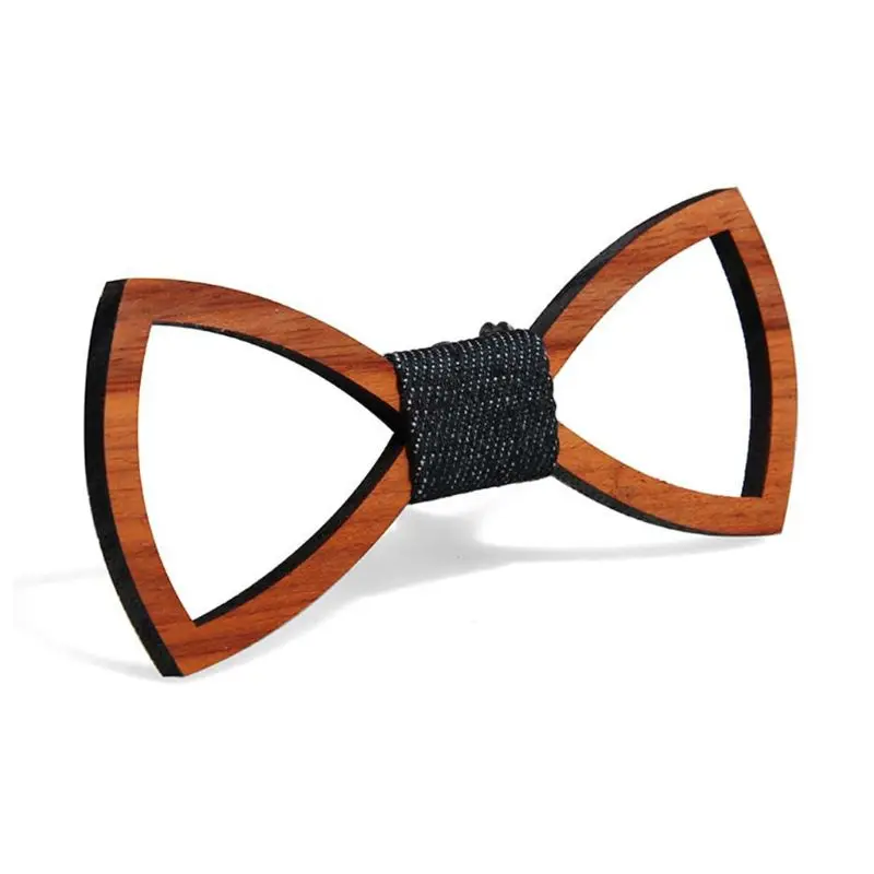 Мужской галстук бабочка из розового дерева ручной работы с вырезами цветочный