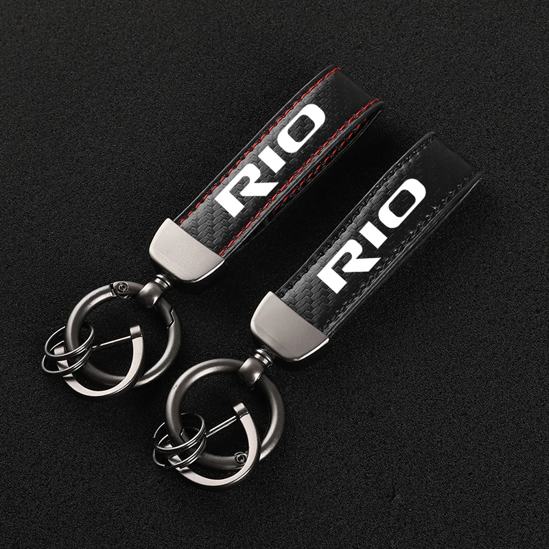 

High-Grade Leather Car KeyChain 360 Degree Rotating Horseshoe Key Rings for kia RIO 2 3 4 IX 2015 2018 2020 2021 accessories