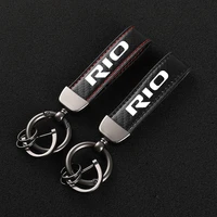 high grade leather car keychain 360 degree rotating horseshoe key rings for kia rio 2 3 4 ix 2015 2018 2020 2021 accessories