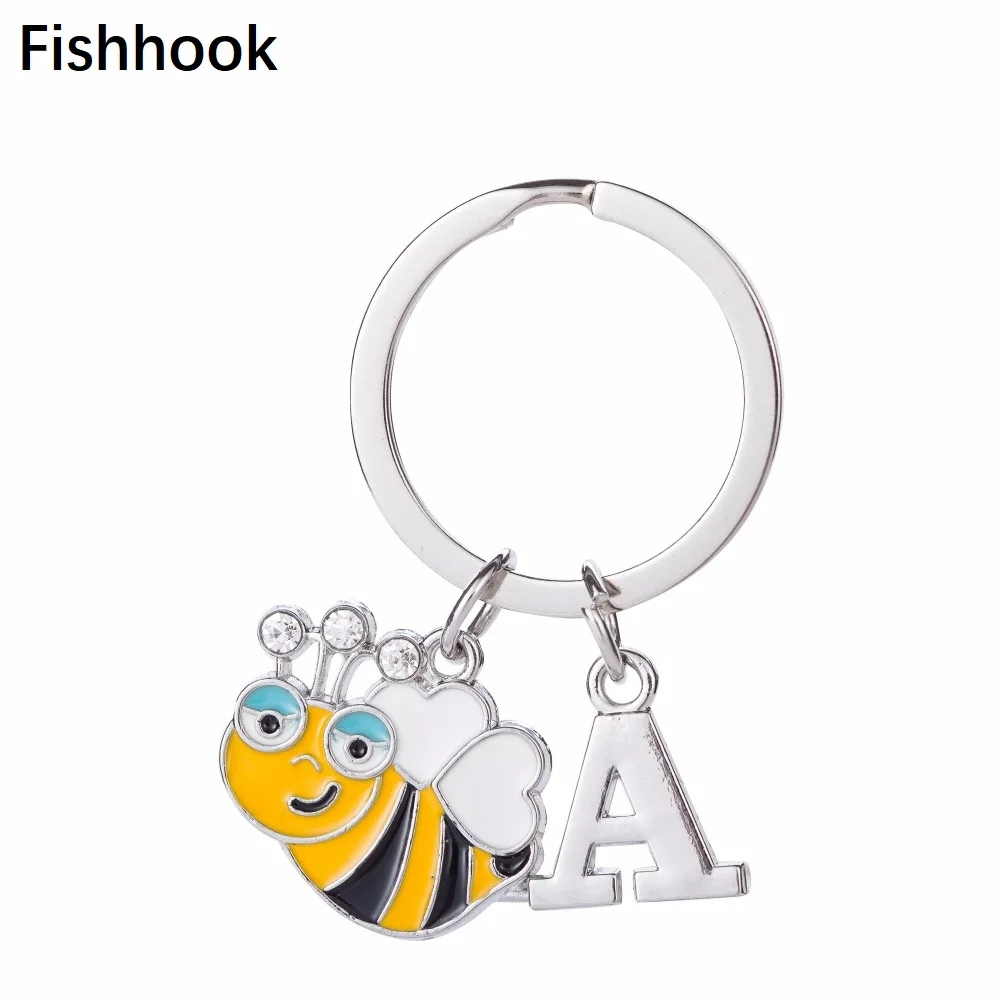 Fishhook эмалированный милый Кристалл пчела животное очарование с 26 буквами брелок