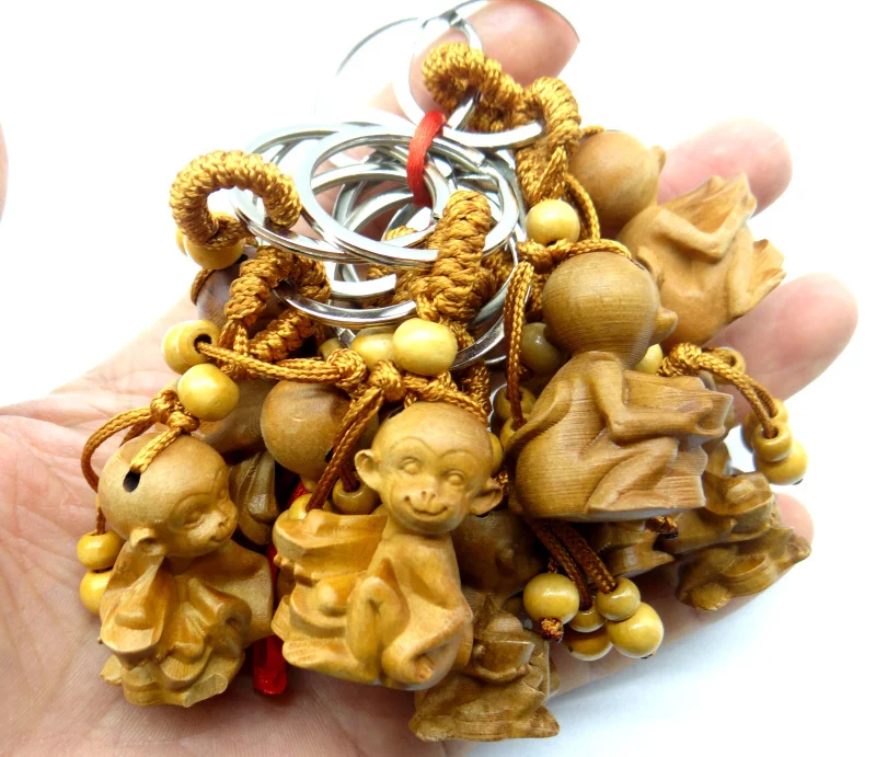 Новинка хит продаж деревянная подвеска в виде обезьяны зодиака брелок для ключей