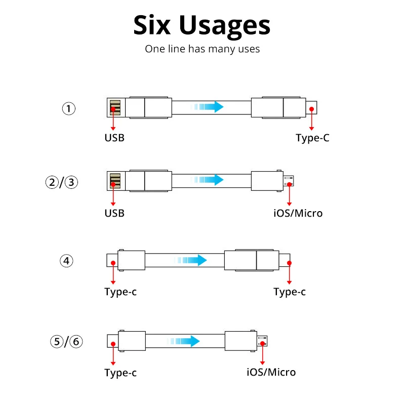 Магнитный кабель 4 в 1 USB Type-C для смартфонов Micro Usb внешнего аккумулятора с