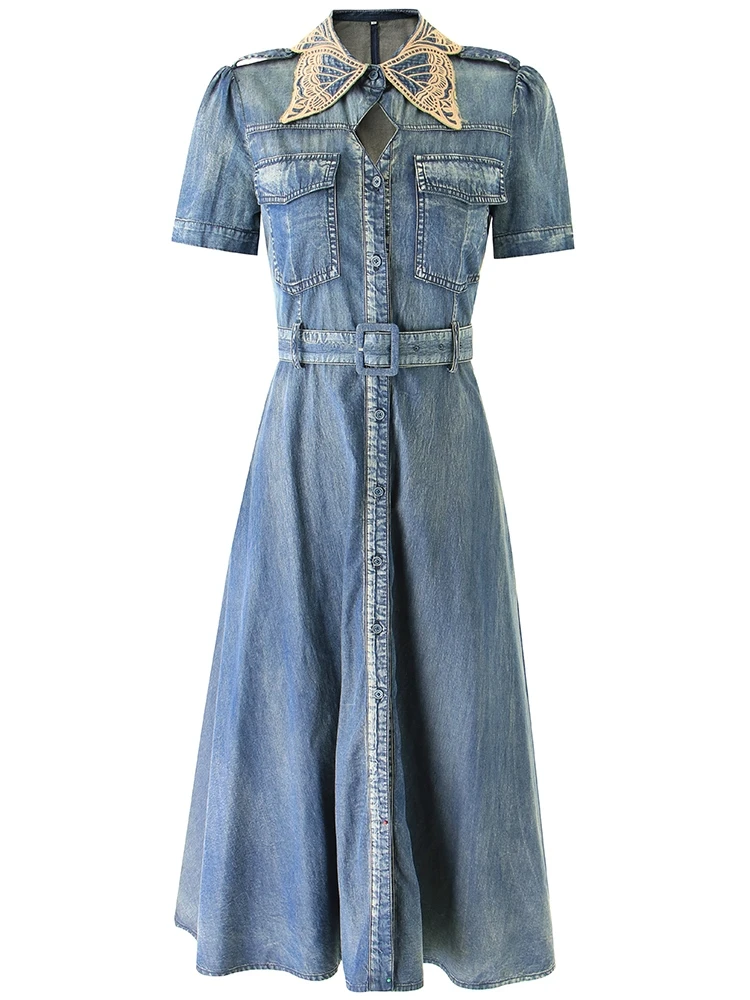 TIYIHAILEY/бесплатная доставка Коллекция 2022 года Винтажное женское длинное джинсовое