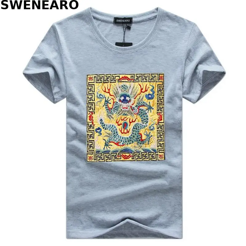 

SWENEARO new 2021 summer robe printed T-shirt men's casual O-neck short-sleeved brand T-shirt men's breathable T-shirt men