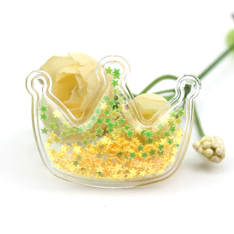 Crown-Yellow 10 шт. ПВХ Звезда Корона Микки Прозрачный Bling bling Сердце течет аппликации для детей BB клип и DIY головные уборы аксессуары - Цвет: Crown-Yellow