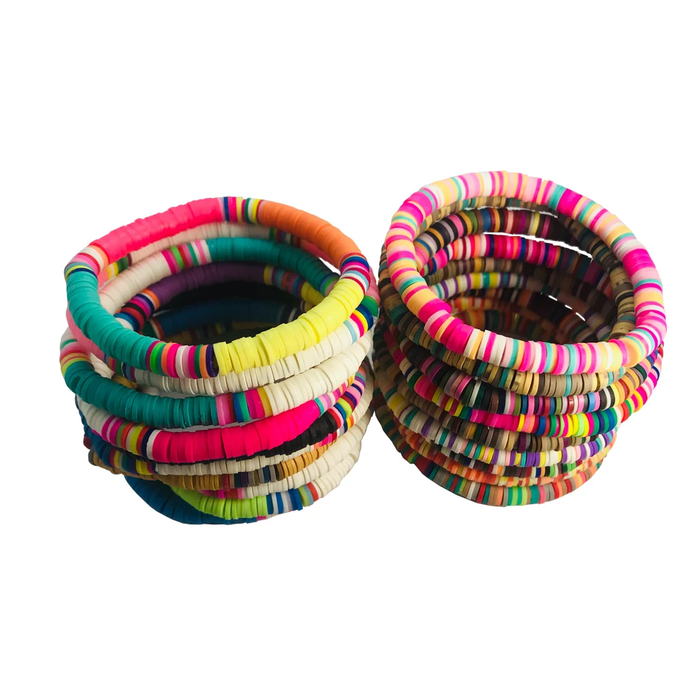 6 мм Полимерная глина запись Heishi бисера стрейч браслет для женщин 2020 Новая мода