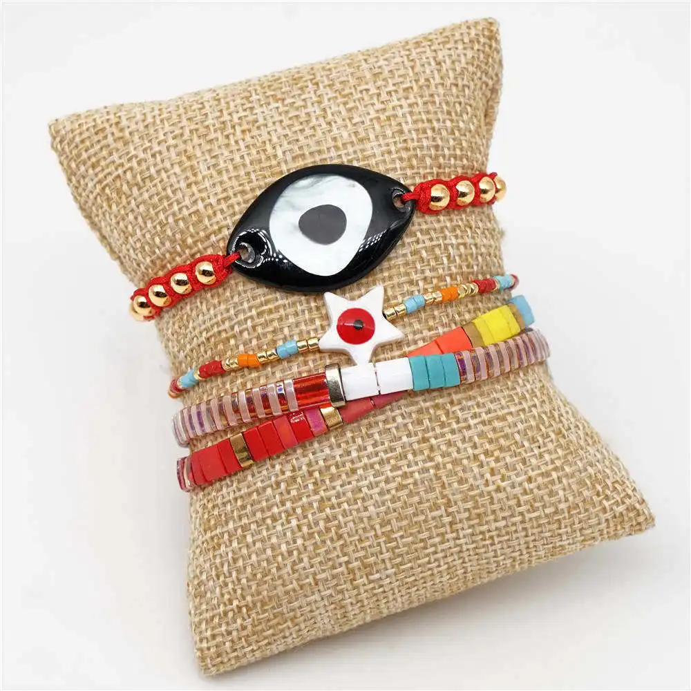 ABL281 Миюки сглаза Тила Набор браслетов с бусинами для женщин в стиле бохо шикарные